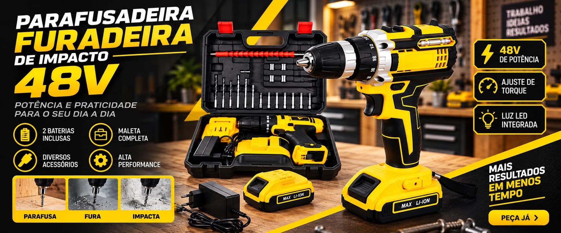 Parafusadeira Furadeira de Impacto 48V
