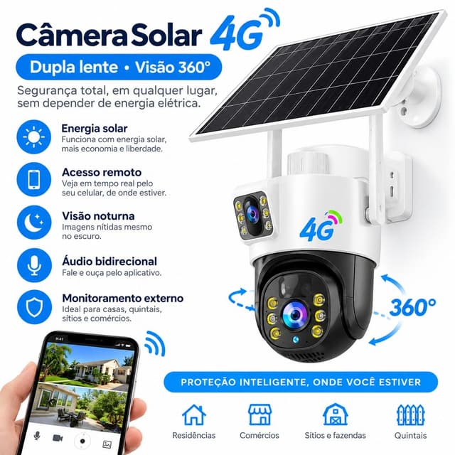 Câmera Solar Dupla Grande V380PRO