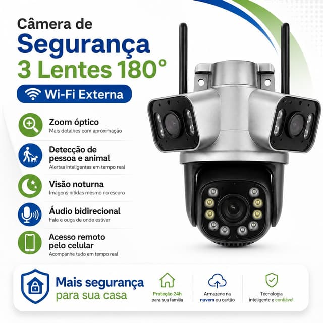 Câmera de Segurança Tripla J39 AJ-A40-Y