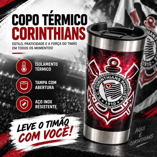Copo Personalizado 3D 473 Ml (Corinthians)