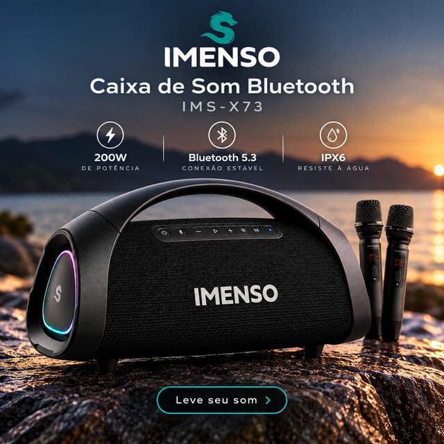 Caixa de Som Imenso 200W com Microfone X73