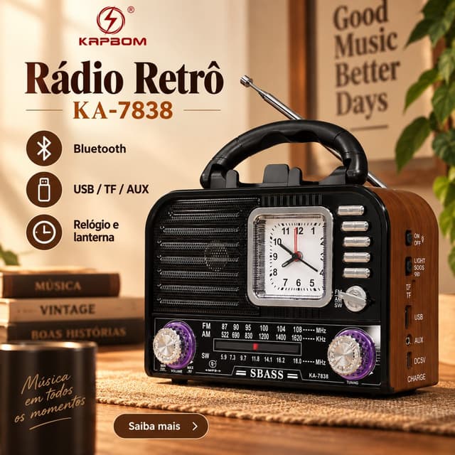 Rádio Vintage Retrô KA-7838