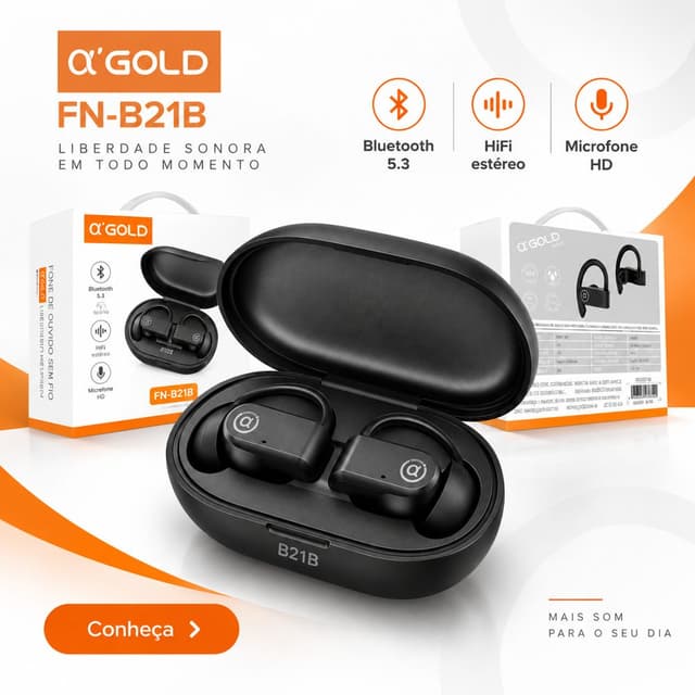 Fone de Ouvido Bluetooth Agold FN-B21B