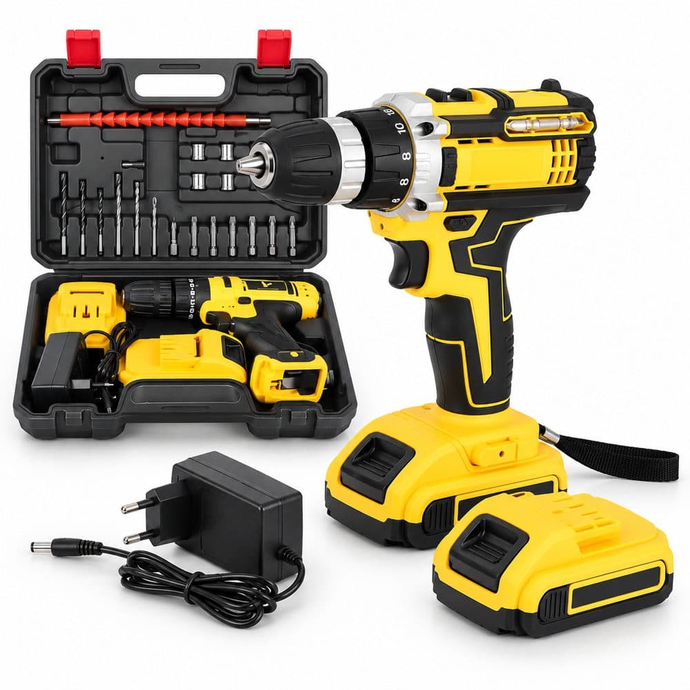 Parafusadeira e Furadeira 48V + 2 BT + Kit Alta Potência