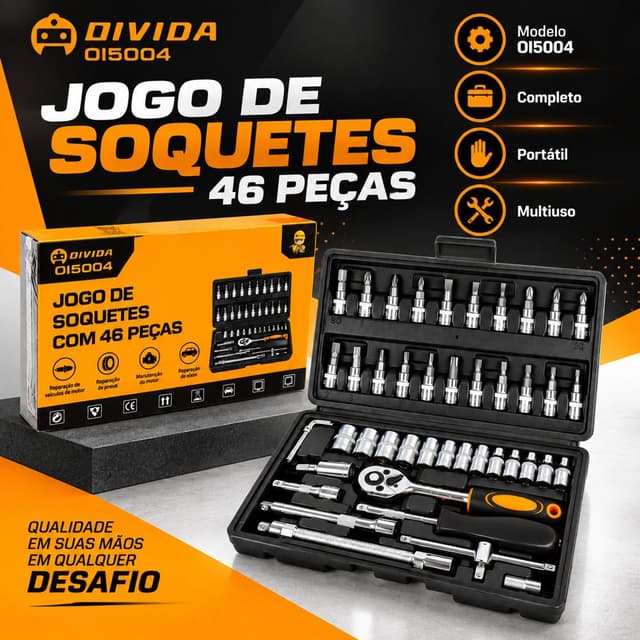 Jogo de Soquetes 46 Peças