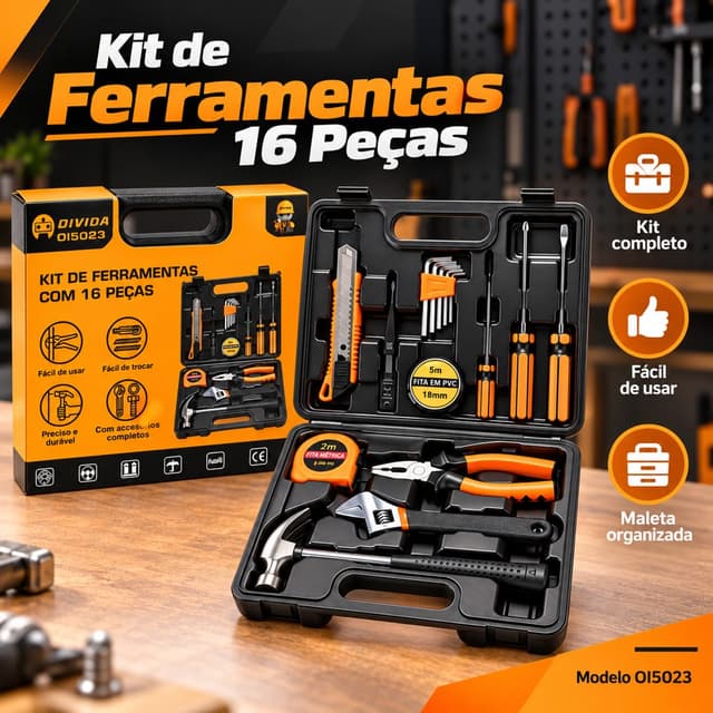 Maleta Kit de Ferramentas com 16 Peças