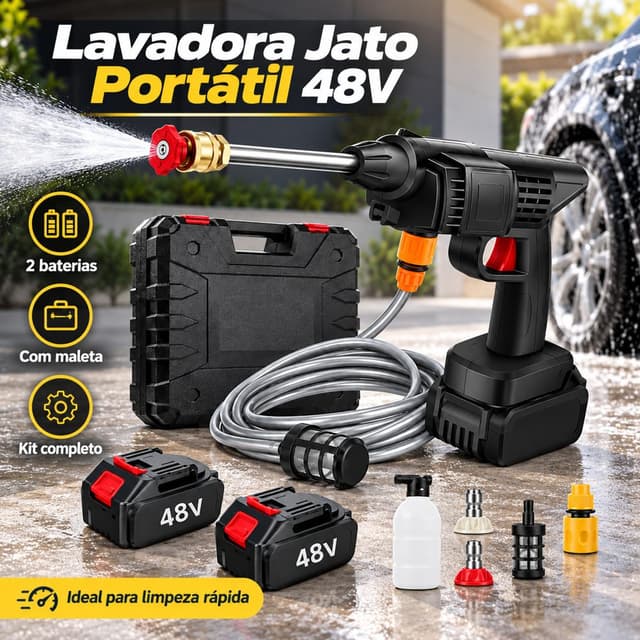 Lavadora Jato Portátil 48V + 2 BT + Maleta