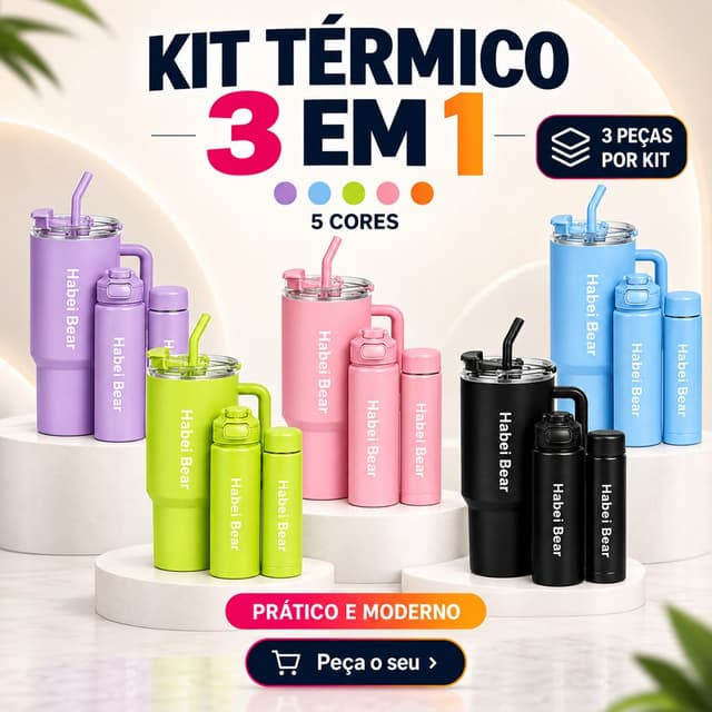 Kit 3 Garrafas Academia com 1,2L 800ml 300ml