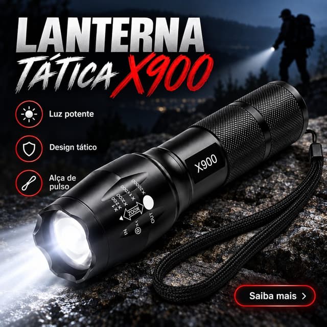 Lanterna Tática X900 com Pilha
