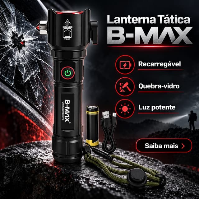 Lanterna Tática Quebra Vidro 2000 Lúmens