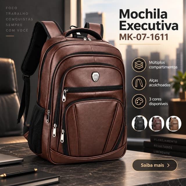 Mochila Executiva de Couro MK-07-1611