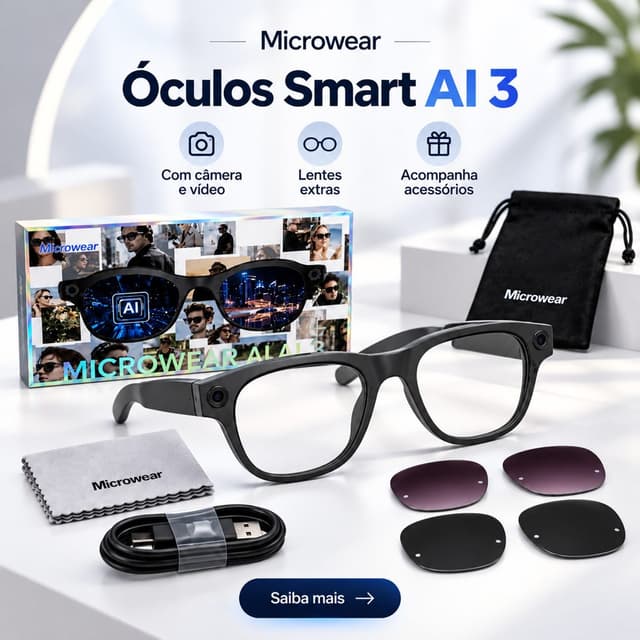 Óculos Inteligentes com Câmera AI 3