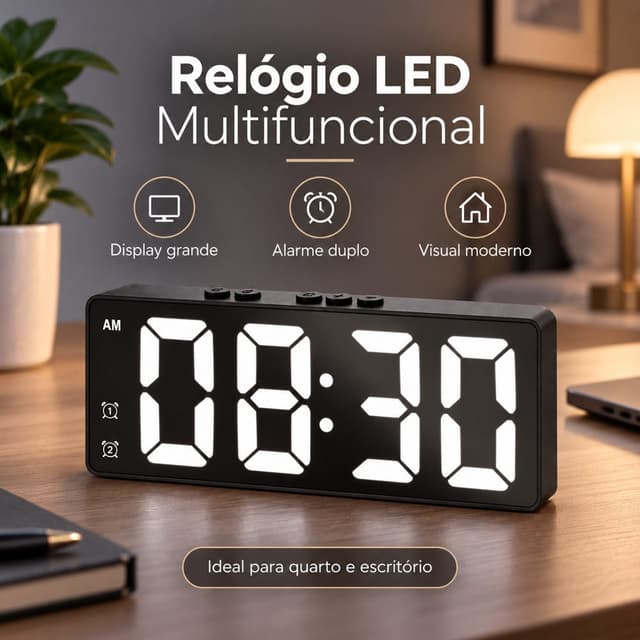Relógio Digital de Mesa 6X16 Cm