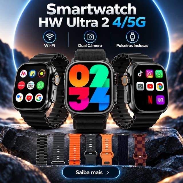 Relógio Smartwatch HW Ultra 2 com Chip 5G