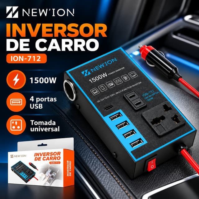 Inversor Veicular 1500W 12V/24V para 110V/220V