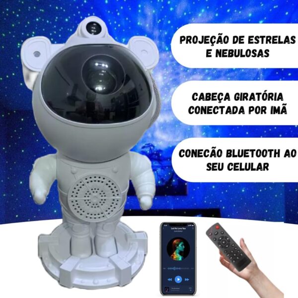 ROBÔ ASTRONAUTA PROJETOR BLUETOOTH LUMINÁRIA - Image 6