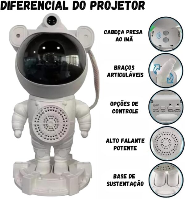 ROBÔ ASTRONAUTA PROJETOR BLUETOOTH LUMINÁRIA - Image 4