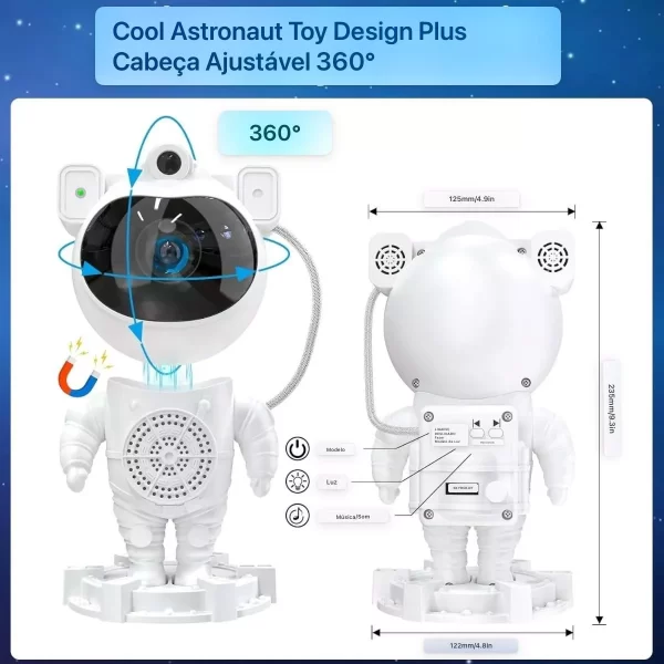 ROBÔ ASTRONAUTA PROJETOR BLUETOOTH LUMINÁRIA - Image 8