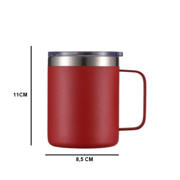 CANECA XÍCARA TÉRMICA CAMADA DUPLA EM AÇO INOX COM TAMPA 350ML - Image 8