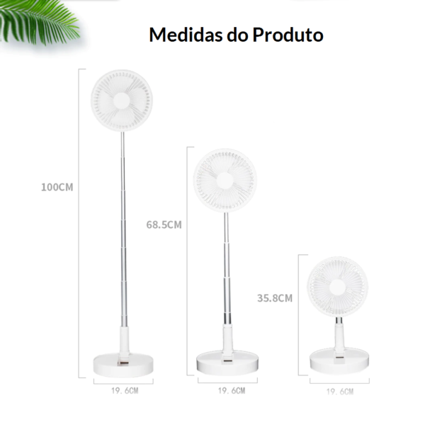 VENTILADOR PORTÁTIL DOBRÁVEL TELESCÓPICO 7200MAH RETRÁTIL SEM FIO - Image 4