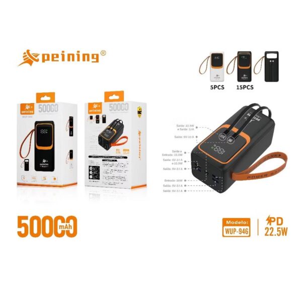 CARREGADOR PORTÁTIL MAGNÉTICO PEINING 50.000mAh - Image 3