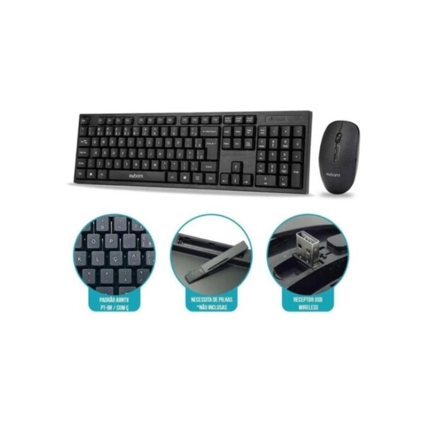 KIT TECLADO + MOUSE EXBOM BK -S1000 - Imagem 2
